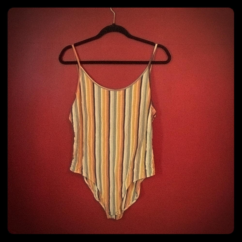 Sleeveless striped bodysuit
